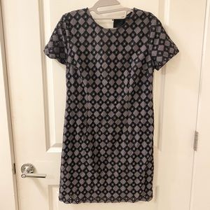 Checkered Black and Grey Dress by Banana Republic